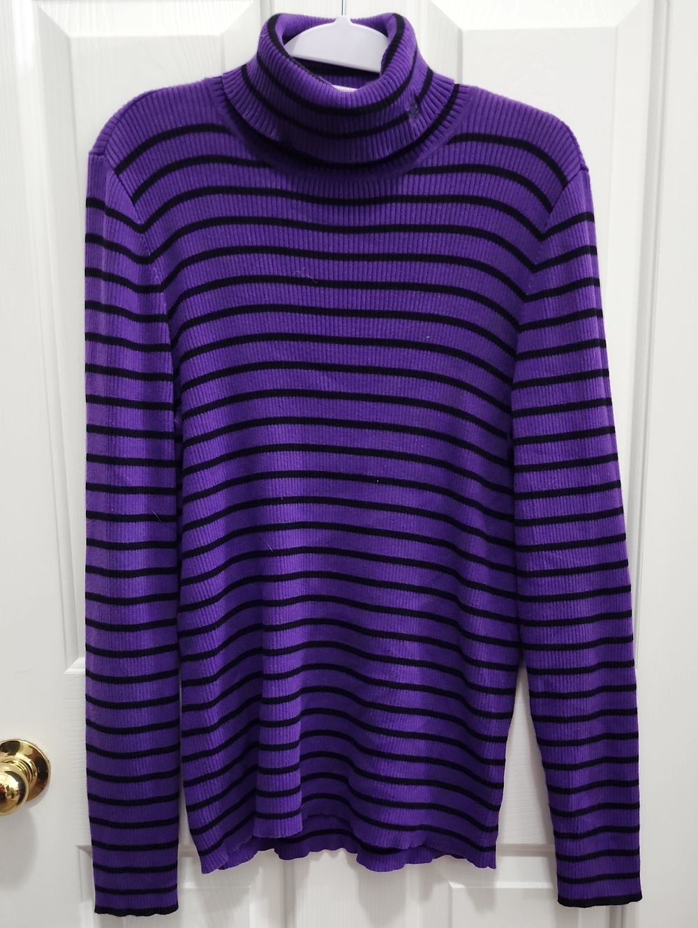 Vintage Lauren Ralph Lauren purple striped cotton turtleneck sweater XL